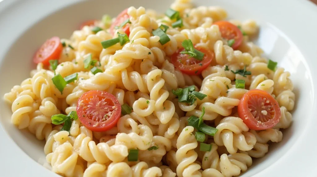 Is Pasta Salad Dairy-Free? What To Look For And How To Make It 3 Mediterranean-style pasta salad with olives, red peppers, and feta substitute.