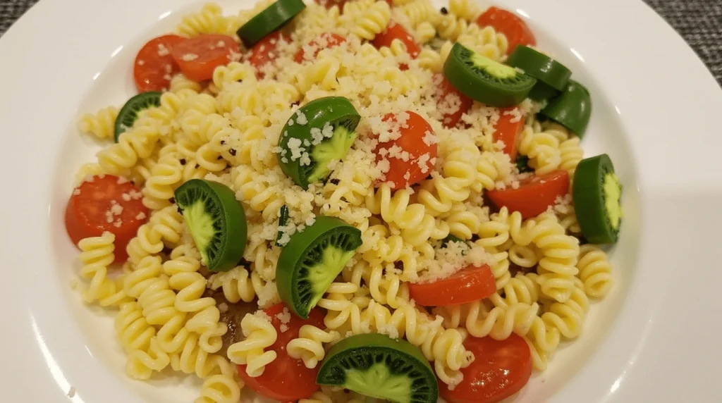 10 Delicious Ditalini Pasta Recipes You Need To Try 3 A colorful pasta salad with ditalini pasta, cherry tomatoes, sliced kiwi, and grated cheese.
