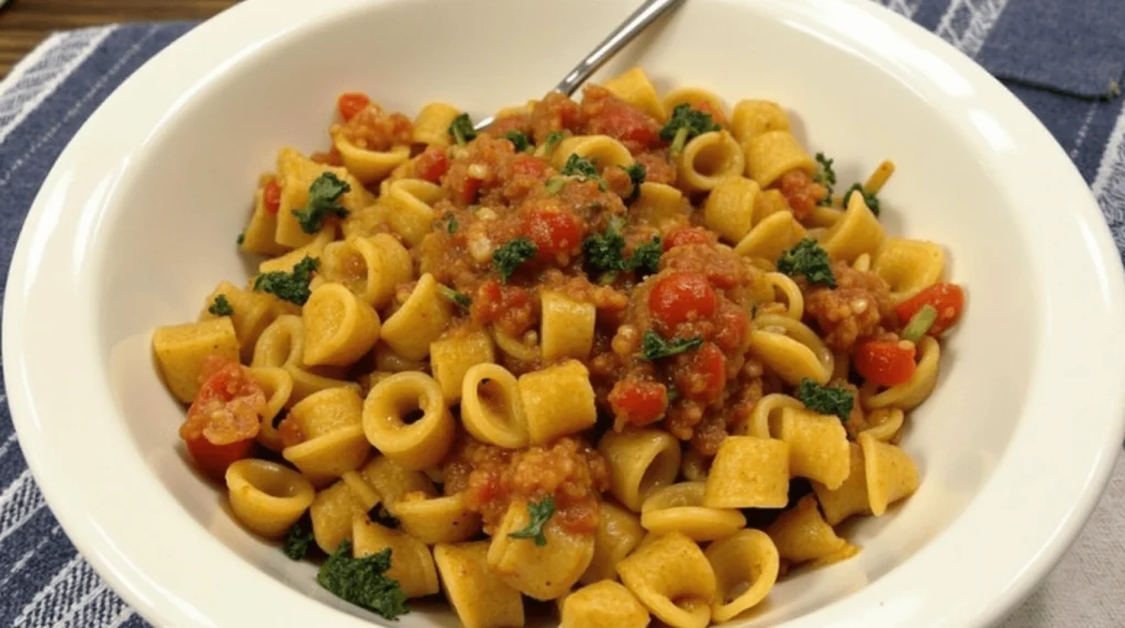 10 Delicious Ditalini Pasta Recipes You Need To Try 4 A bowl of ditalini pasta with a vibrant red sauce and fresh herbs.