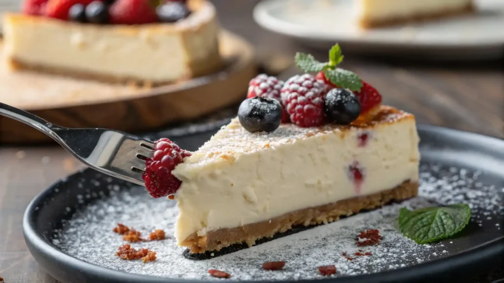 No Bake Cheesecake Filling Made Simple:Your Foolproof Recipe 5 Creamy no-bake cheesecake filling with raspberries, blueberries, and mint.