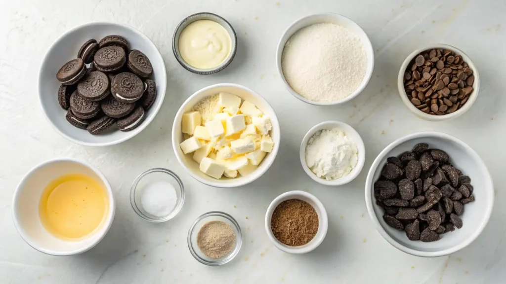 No Bake Cheesecake Filling Made Simple:Your Foolproof Recipe 2 No-bake cheesecake filling ingredients: cookies, butter, sugar, and more.